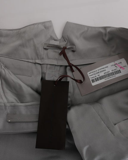 Ermanno Scervino Gray Silk Cropped Casual Pants