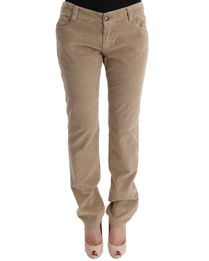 Ermanno Scervino Beige Cotton Velvet Regular Fit Pants