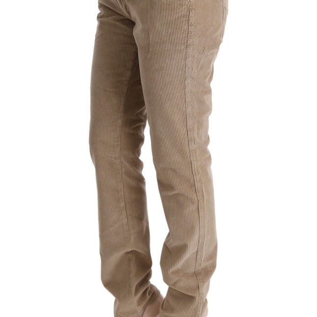 Ermanno Scervino Beige Cotton Velvet Regular Fit Pants