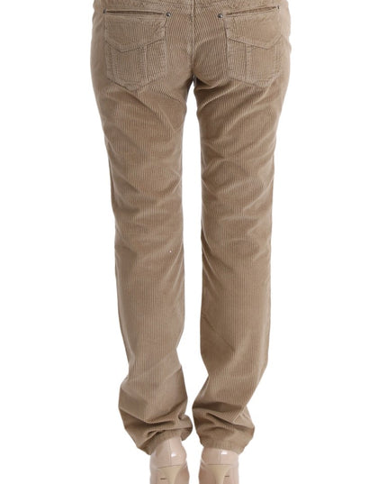 Ermanno Scervino Beige Cotton Velvet Regular Fit Pants