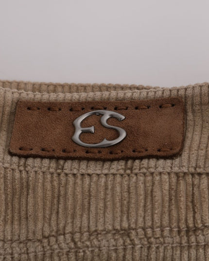Ermanno Scervino Beige Cotton Velvet Regular Fit Pants