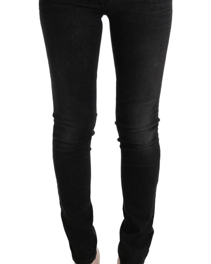 Acht Black Denim Cotton Bottoms Slim Fit Jeans