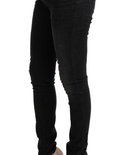Acht Black Denim Cotton Bottoms Slim Fit Jeans