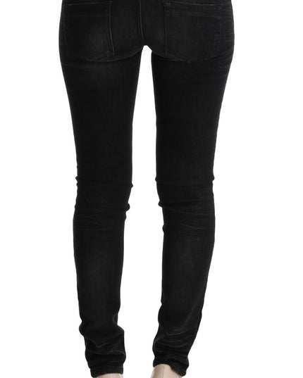 Acht Black Denim Cotton Bottoms Slim Fit Jeans