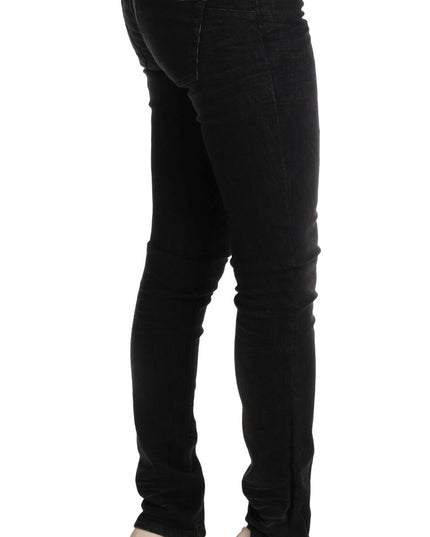 Acht Black Denim Cotton Bottoms Slim Fit Jeans