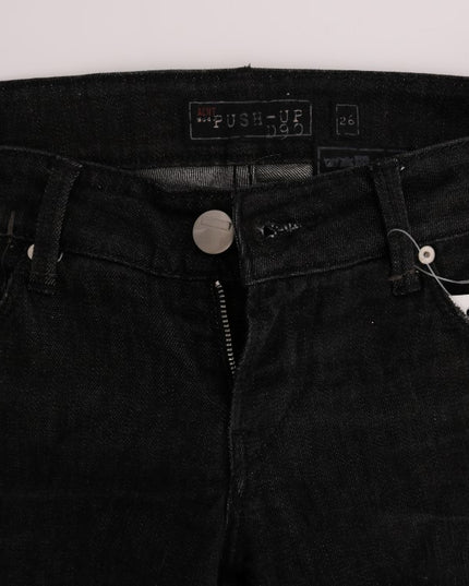 Acht Black Denim Cotton Bottoms Slim Fit Jeans