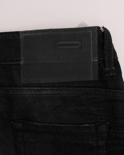 Acht Black Denim Cotton Bottoms Slim Fit Jeans