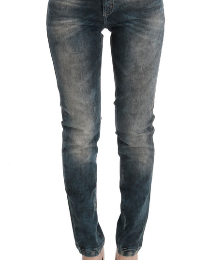 Cavalli Blue Wash Cotton Blend Slim Fit Jeans