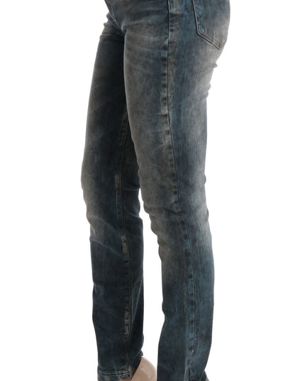 Cavalli Blue Wash Cotton Blend Slim Fit Jeans