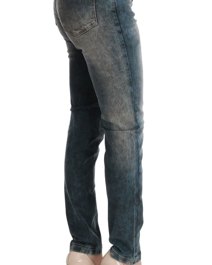 Cavalli Blue Wash Cotton Blend Slim Fit Jeans