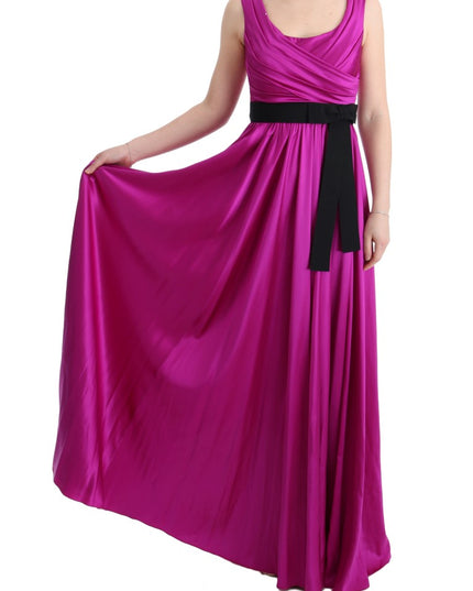 Dolce & Gabbana Pink Silk Stretch Shift Long Dress