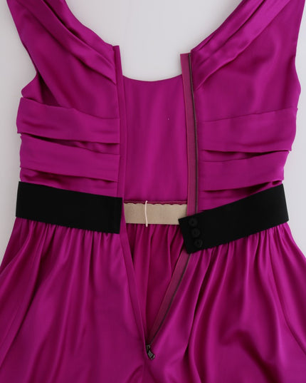 Dolce & Gabbana Pink Silk Stretch Shift Long Dress