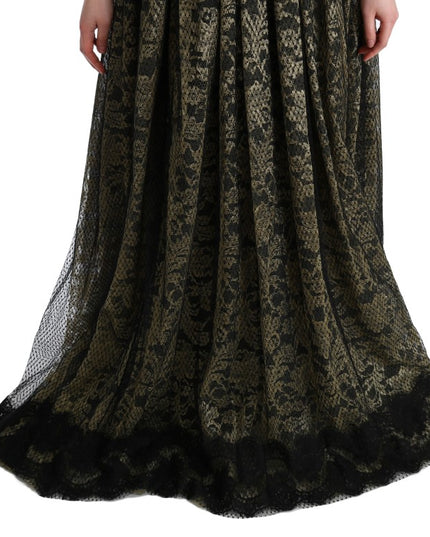 Dolce & Gabbana Black Yellow Crystal Lace Shift Dress