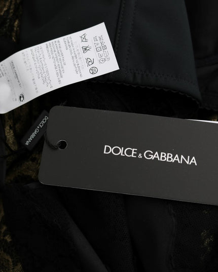 Dolce & Gabbana Black Yellow Crystal Lace Shift Dress