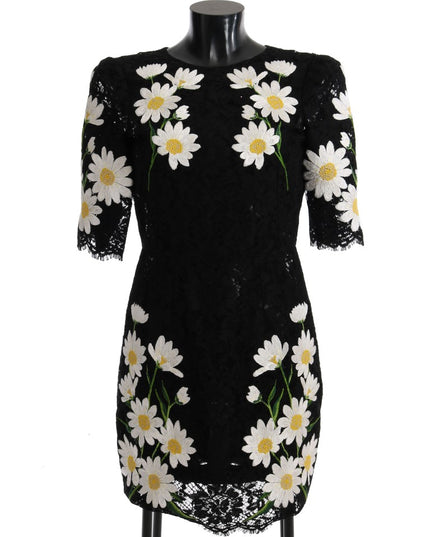 Dolce & Gabbana Black Floral Lace Chamomile Sicily Dress