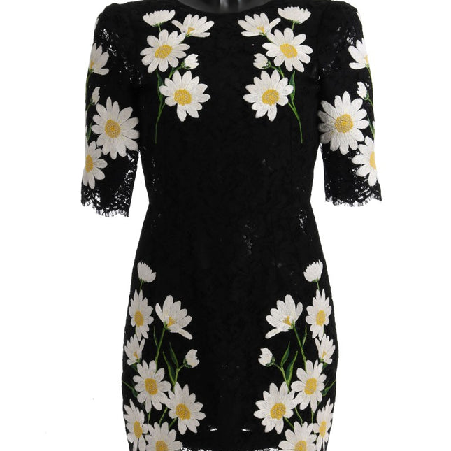 Dolce & Gabbana Black Floral Lace Chamomile Sicily Dress