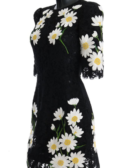Dolce & Gabbana Black Floral Lace Chamomile Sicily Dress