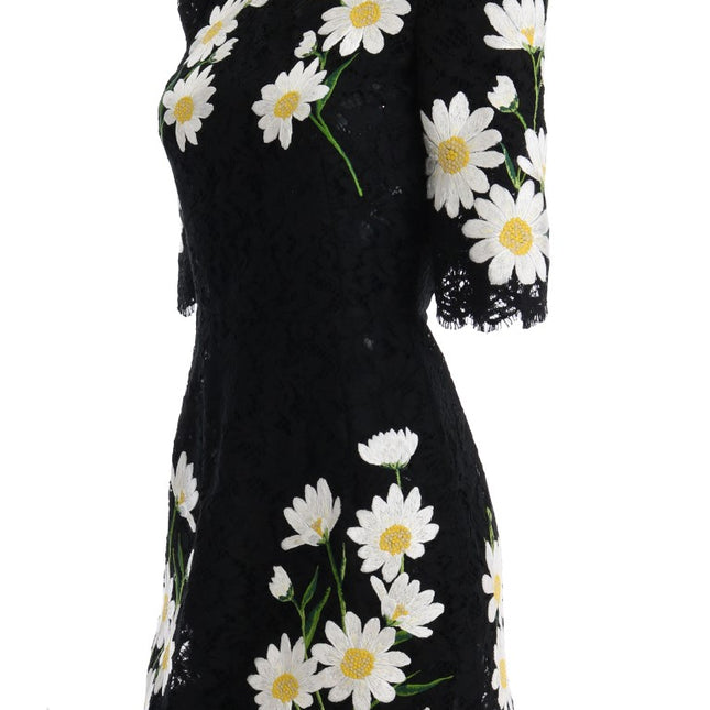Dolce & Gabbana Black Floral Lace Chamomile Sicily Dress