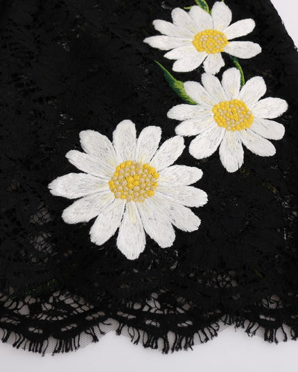 Dolce & Gabbana Black Floral Lace Chamomile Sicily Dress