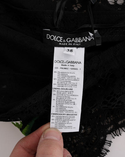 Dolce & Gabbana Black Floral Lace Chamomile Sicily Dress