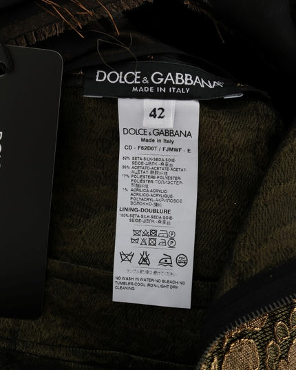 Dolce & Gabbana Black Silk Brown Fringes A-Line Dress