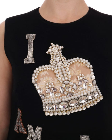 Dolce & Gabbana Black I AM A PRINCESS Crystal Shift Dress