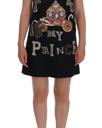 Dolce & Gabbana Gray Crystal "Dreaming of My Prince" Dress