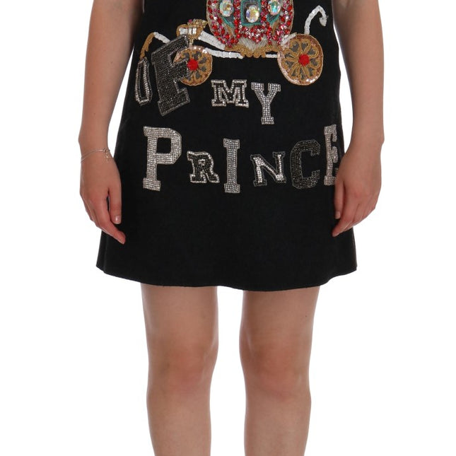 Dolce & Gabbana Gray Crystal "Dreaming of My Prince" Dress