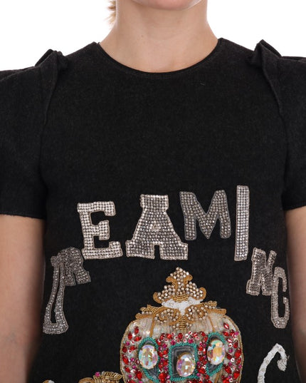 Dolce & Gabbana Gray Crystal "Dreaming of My Prince" Dress