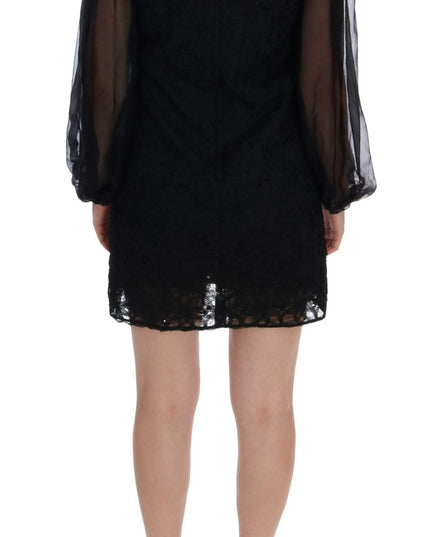 Dolce & Gabbana Black Lace Red Heart Shift Dress