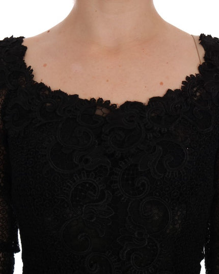 Dolce & Gabbana Black Floral Sheath Dress