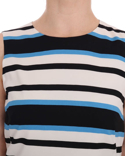 Dolce & Gabbana Blue White Striped Silk Stretch Shift Dress