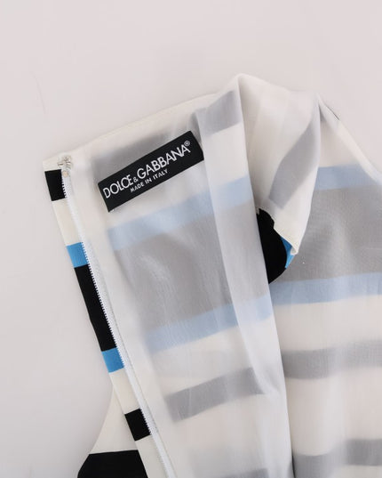 Dolce & Gabbana Blue White Striped Silk Stretch Shift Dress