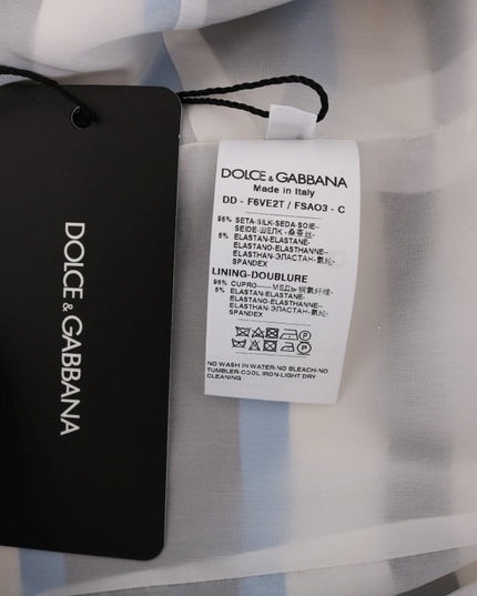Dolce & Gabbana Blue White Striped Silk Stretch Shift Dress