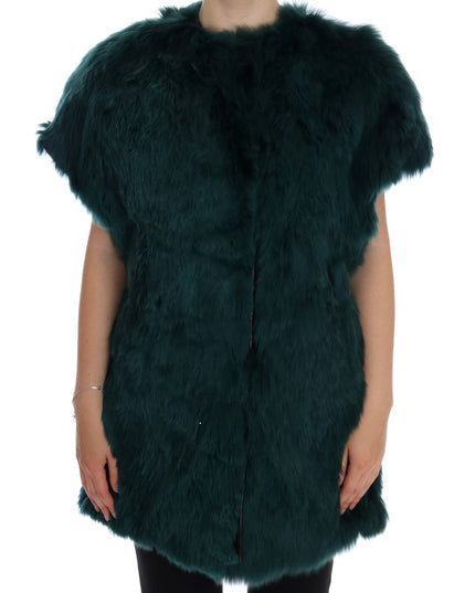 Dolce & Gabbana Green Alpaca Fur Vest Sleeveless Jacket