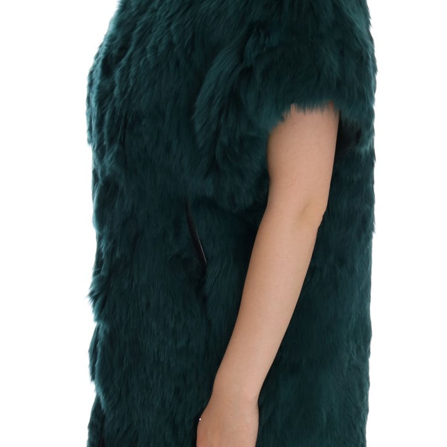 Dolce & Gabbana Green Alpaca Fur Vest Sleeveless Jacket