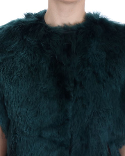 Dolce & Gabbana Green Alpaca Fur Vest Sleeveless Jacket