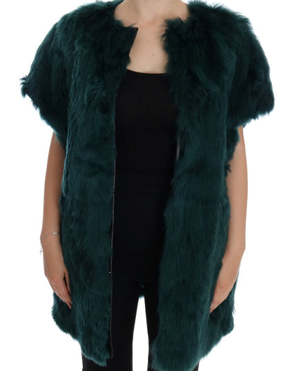 Dolce & Gabbana Green Alpaca Fur Vest Sleeveless Jacket