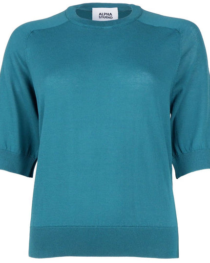 Alpha Studio Green Cotton Sweater