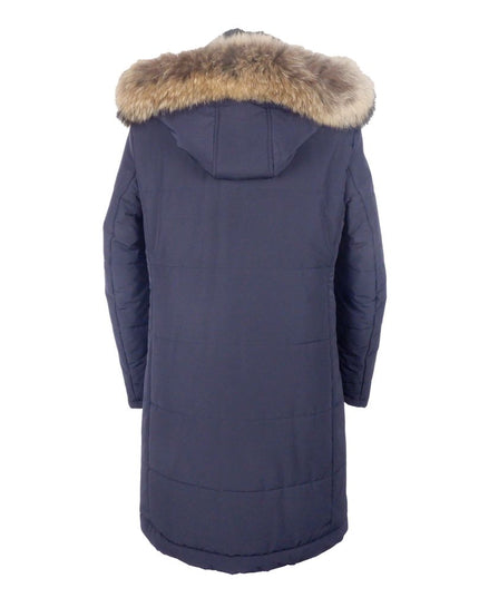 Made in Italy Blue Wool Men Raincoat