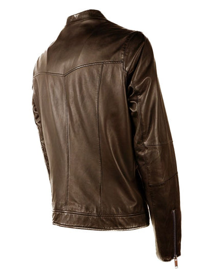 Emilio Romanelli Brown Leather Men Jacket