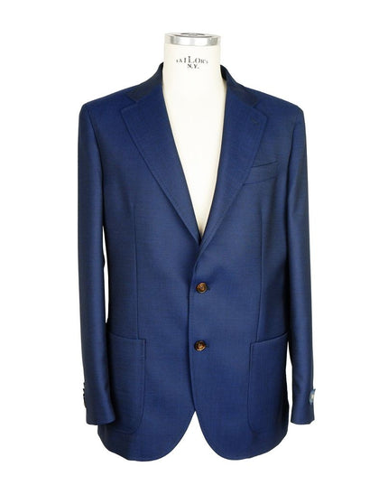 Emilio Romanelli Blue Wool Men Blazer