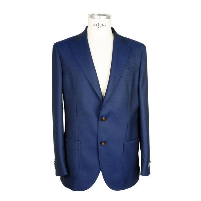 Emilio Romanelli Blue Wool Men Blazer