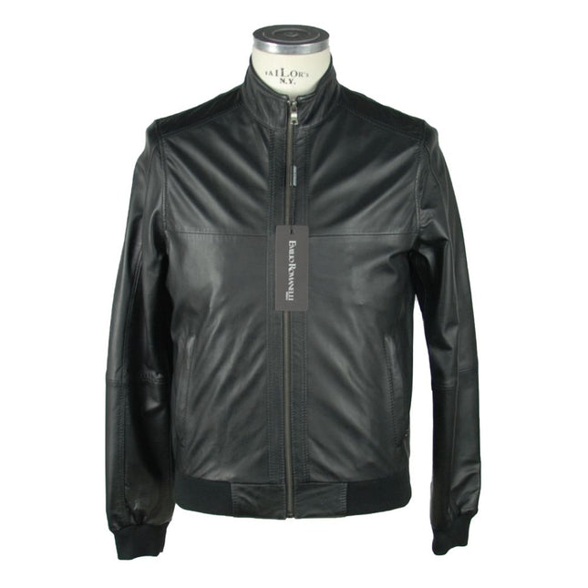 Emilio Romanelli Black Leather Men's Jacket
