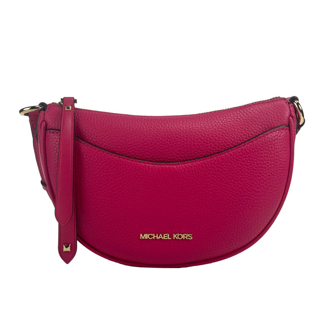 Michael Kors Dover Small Pink Half Moon Crossbody Bag Purse