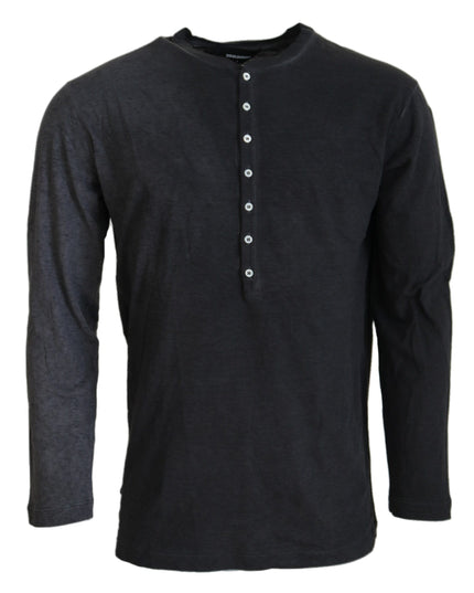 Dsquared² Black Cotton Linen Long Sleeves Pullover Sweater