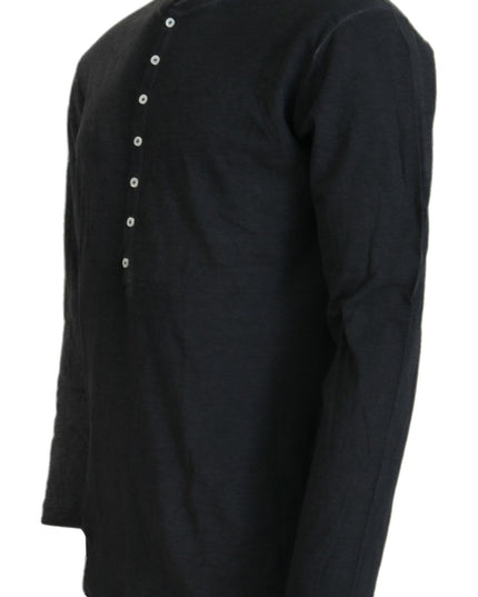 Dsquared² Black Cotton Linen Long Sleeves Pullover Sweater