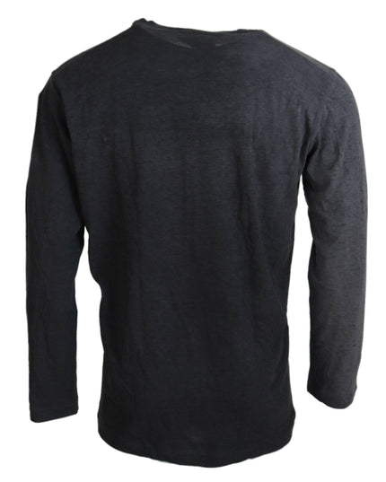 Dsquared² Black Cotton Linen Long Sleeves Pullover Sweater