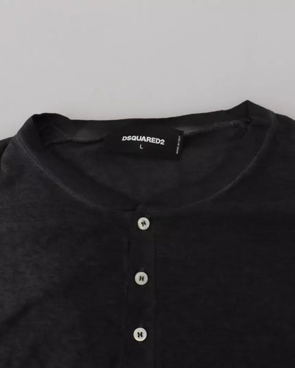 Dsquared² Black Cotton Linen Long Sleeves Pullover Sweater