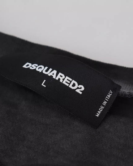 Dsquared² Black Cotton Linen Long Sleeves Pullover Sweater